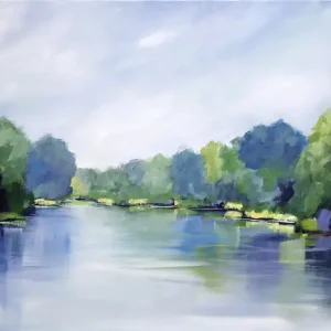 Preiswert M. Kühne: "Ruhe am See", Edition, signierter Kunstdruck, Nr. 2/100