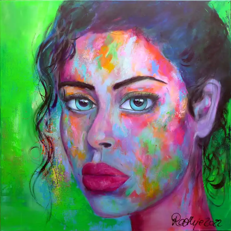 M. Rathje: "Faces 05", moderne Malerei, Originalgemälde (Unikat) Preis Gesenkt