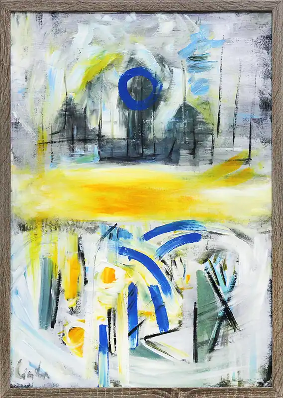 M. Cieśla: "Studium der Abstraktion 76 blauer und oranger Natur", Original/Unikat, Mischtechnik Sonderangebot