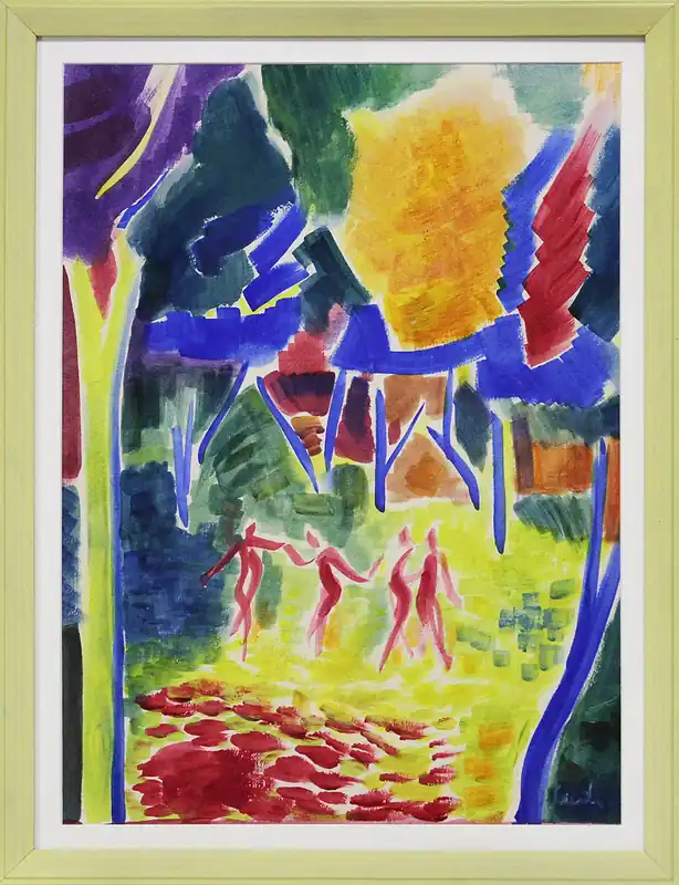 Knallerangebot M. Cieśla: "Archetyp Mensch im Wald", Original, Zeitgenössische Aquarellmalerei (Unikat) (A)