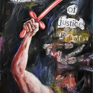 Neu M. Cieśla: "Schwert der Gerechtigkeit", Original/Unikat, Expressionistisches Ölgemälde (A)