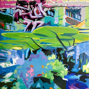 U. Fehrmann: "Spiel am See (Müggelsee, bei Berlin)", Edition, signierter Kunstdruck auf Leinwand Schnäppchen