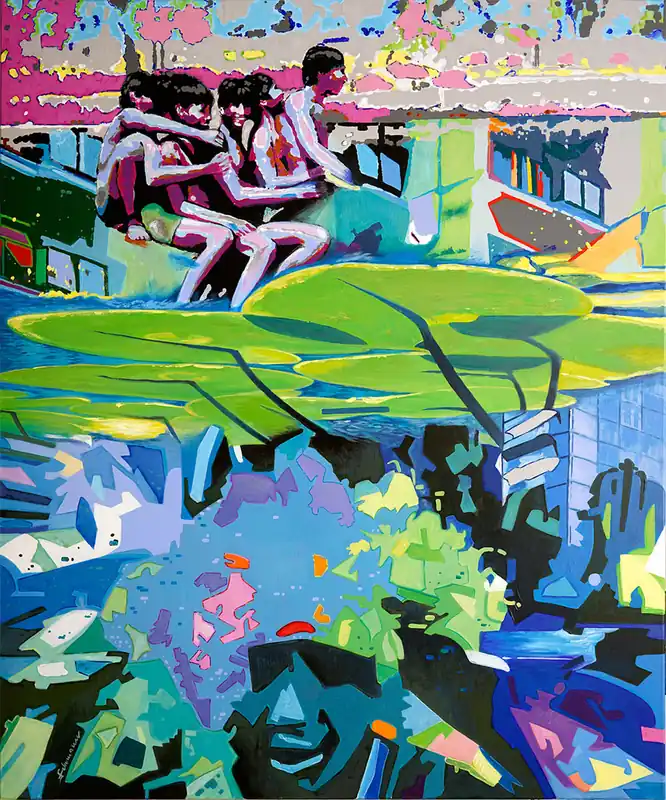 U. Fehrmann: "Spiel am See (Müggelsee, bei Berlin)", Edition, signierter Kunstdruck auf Leinwand Schnäppchen