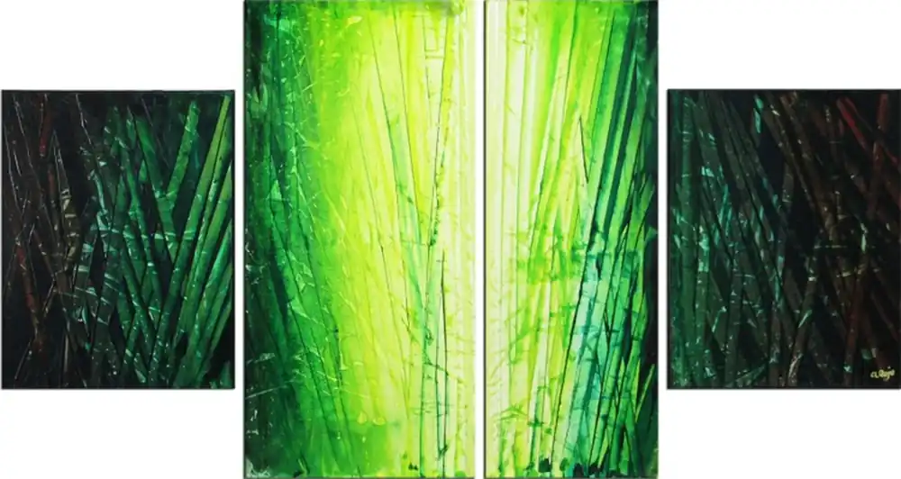 Sonderangebot A. Rojo : "Bambus", Mehrteiliges Gemälde, Original/Unikat