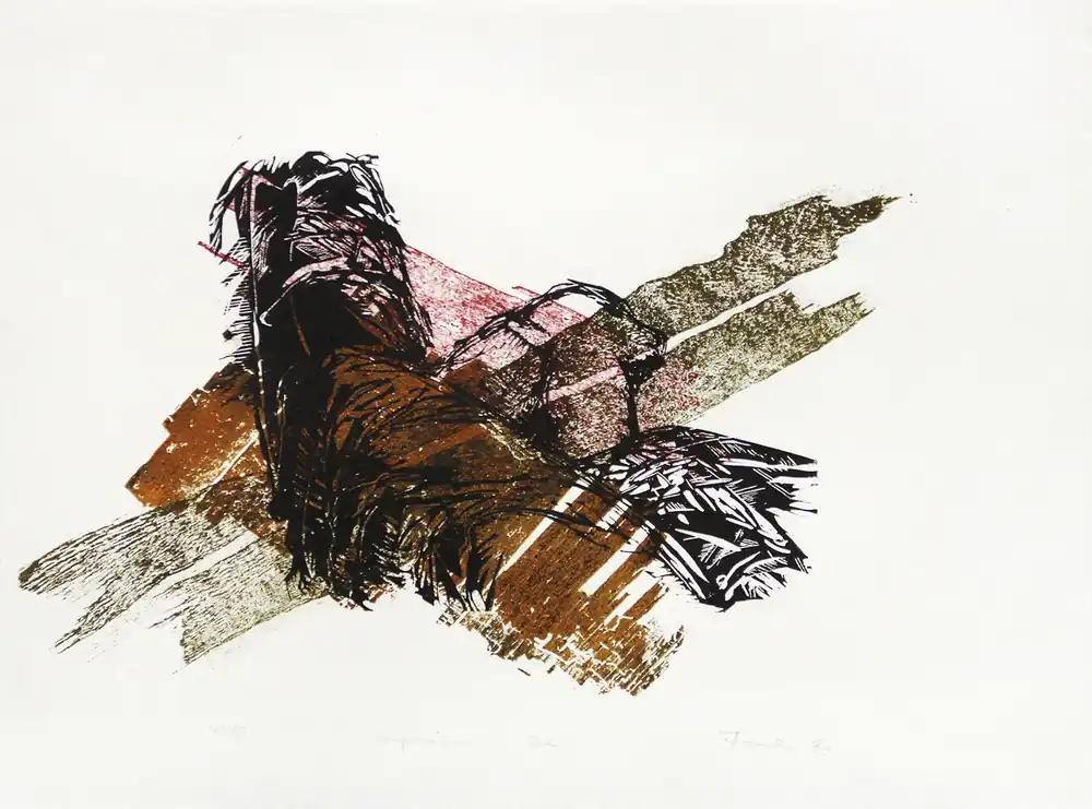 F.O. Haake: "Komposition -Blatt 04/10", originale Grafik/serielles Unikat, mehrfarbiger Linoldruck Meistverkauft