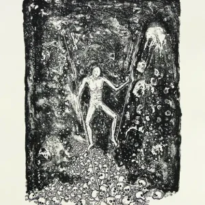 C. Blechschmidt: "Den Schädelberg hinabsteigen", Originale Grafik/Lithographie Sonderangebot