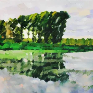 A. Larrett: "Frühlingshochwasser 3", Moderne Ölbilder Original/Unikat (A) Günstig