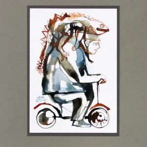 Neue Kollektion L. Roth: "Ausflug mit Theo", originale Grafik/Zeichnung (Unikat)
