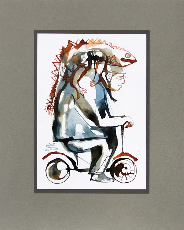 Neue Kollektion L. Roth: "Ausflug mit Theo", originale Grafik/Zeichnung (Unikat)