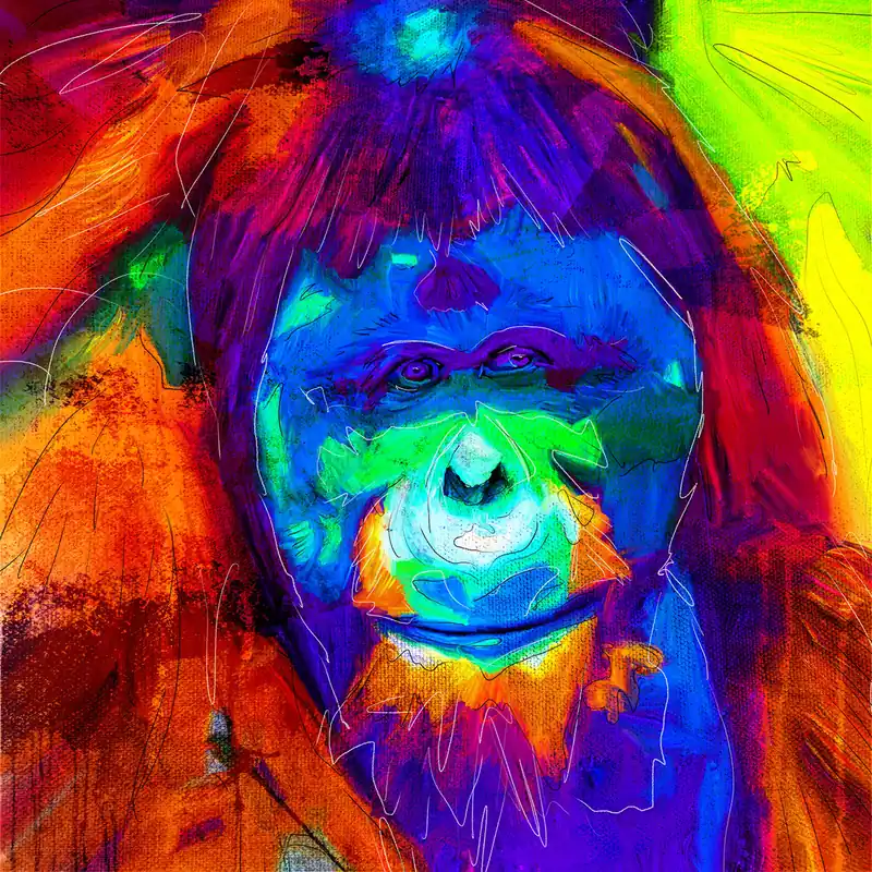 H. Mühlbauer-Gardemin: "Orang-Utan", Moderne Pop Art, Original/serielles Unikat (A) Kostenloser Rückversand