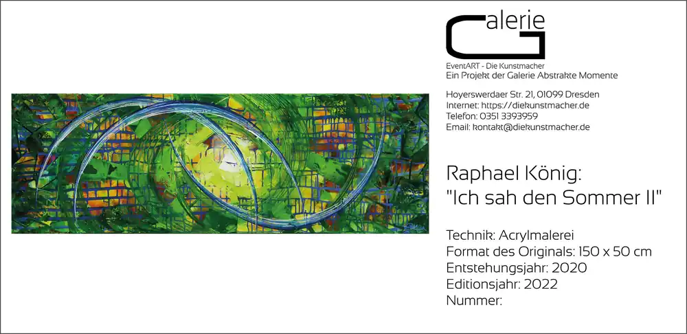 R.König "Ich sah den Sommer II", Sonderedition, Monatsgemälde als Kunstdruck, Nr. 1/250 Neu Im Sortiment