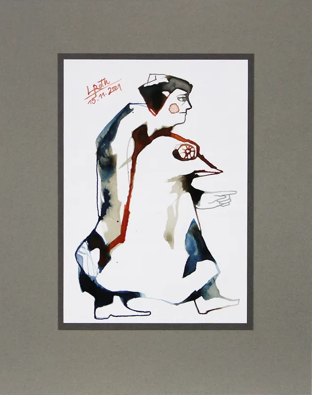 L. Roth: "Da lang!", originale Grafik/Zeichnung (Unikat) Super-Preis