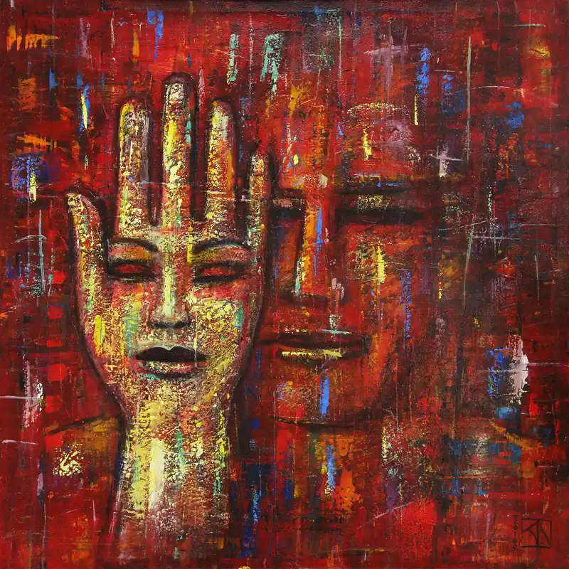 Preis Gesenkt Modernes Gemälde, K. Namazi: "Loving Hand", Unikat/Original