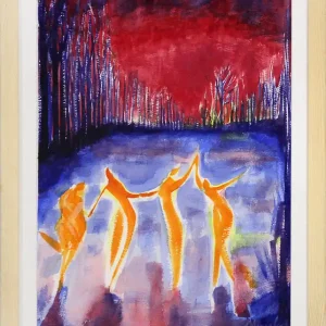 Aktuell M. Cieśla: "Tanz im Schnee", Original, Zeitgenössische Aquarellmalerei (Unikat) (A)