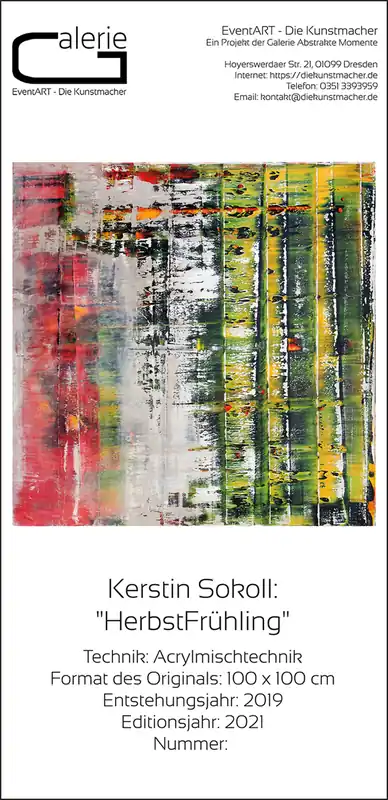K. Sokoll: "HerbstFrühling", Sonderedition, Monatsgemälde als Kunstdruck, Nr. 1/250 Mega-Angebot