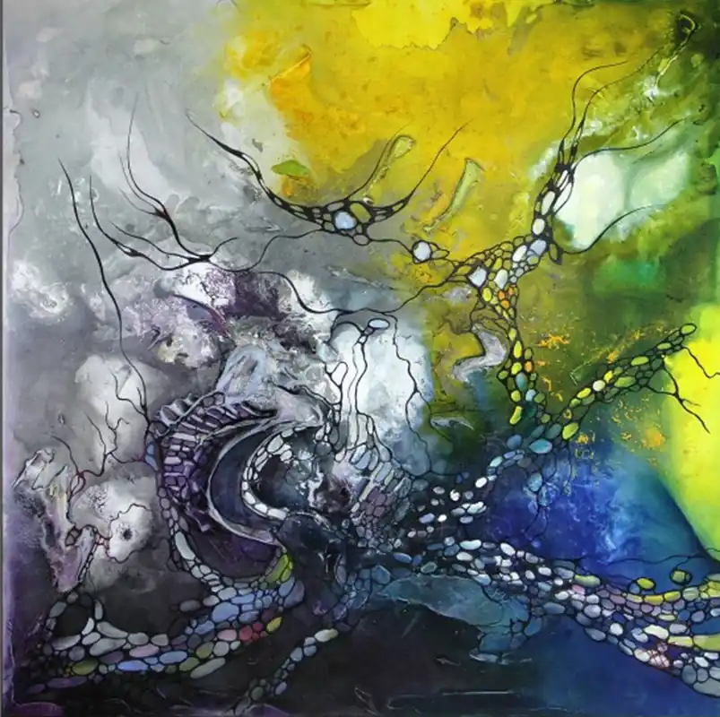 Abstrakte Ölbilder von B. Ossowski: "Magic Sea", Originalgemälde (Unikat) Preiswert