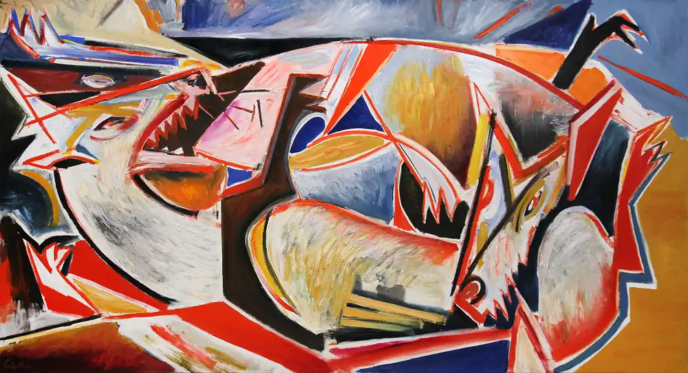 Direktkauf M. Cieśla: "Menschen, Gesellschaft", Original/Unikat, Expressionistisches Ölgemälde (A) inkl. SFR XL