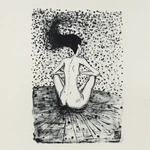 Neuheit C. Blechschmidt: "Haare im Wind, 8/15", Originale Grafik/Lithographie