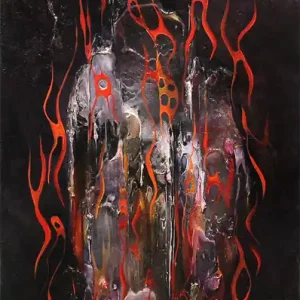 Top-Seller B. Ossowski: "Red Flames", Originalgemälde (Unikat) (A)