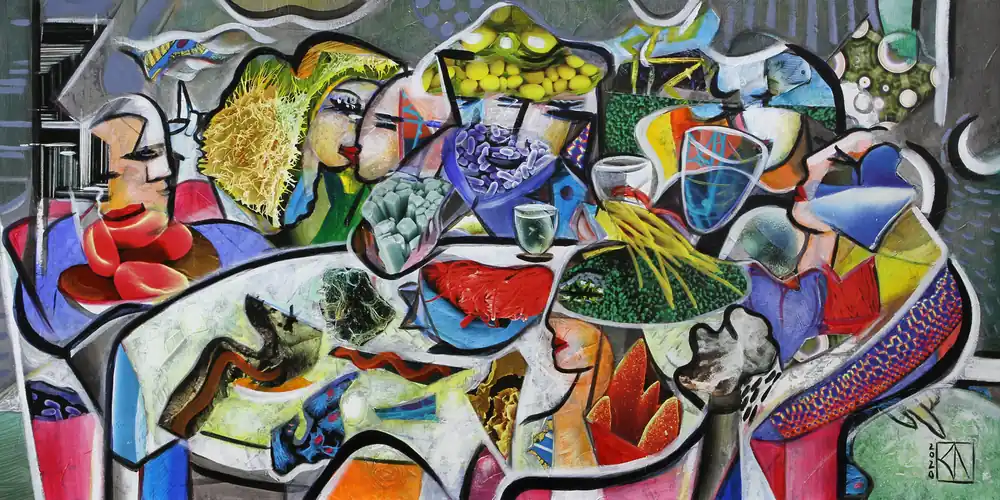 K. Namazi: "Genussabend", Edition, signierter Kunstdruck, Nr. 4/50 Geprüft