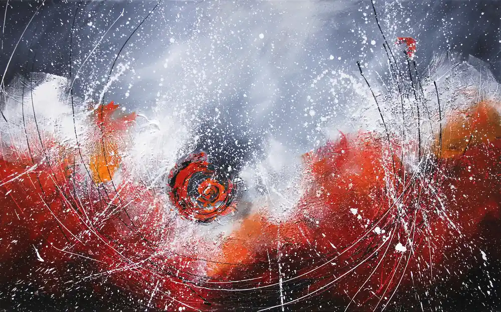 Finale Aktion Maya: "Tanz auf dem Vulkan", Originale Acrylbilder (Unikat)