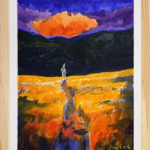 M. Cieśla: "Einsamer Weg, nostalgische Natur", Original, Zeitgenössische Aquarellmalerei (Unikat)(A) Sonderaktion
