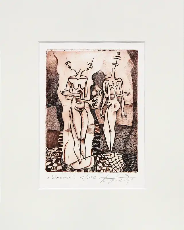 Sale A. Larrett: "Sirenen", Originalgrafik, Kaltnadelradierung (A)