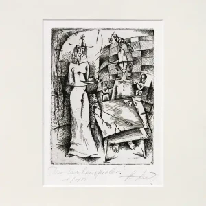 Begrenztes Angebot A. Larrett: "Taschenspieler", Originalgrafik, Kaltnadelradierung