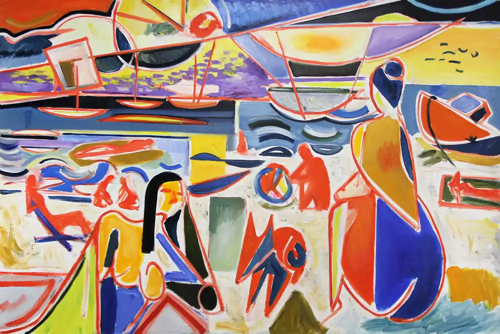 M. Cieśla: "Am Strand", Original/Unikat, Expressionistisches Ölgemälde Mega-Angebot