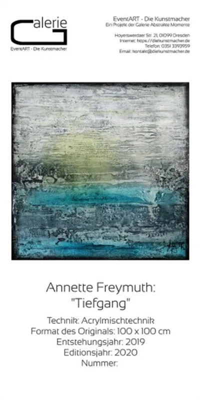 Highlight A.Freymuth: "Tiefgang", Sonderedition, Monatsgemälde als Kunstdruck, Nr. 5/250