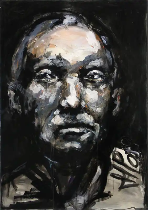 J.J. Piezanowski: "Tu voulais", neoexpressionistisches Porträt, Original (Unikat) (A) Ausverkauf