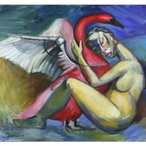 Zeitgenössisches Ölgemälde von Stefan Petrunov: "Leda and the Swan", Originalgemälde (Unikat) (A) Top-Seller