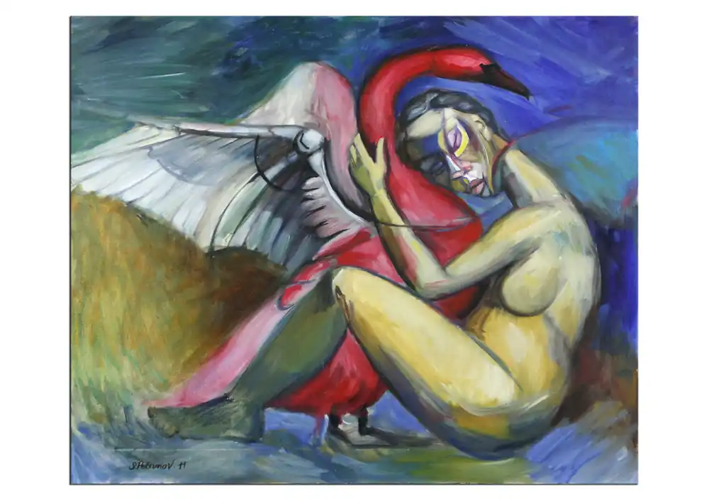 Zeitgenössisches Ölgemälde von Stefan Petrunov: "Leda and the Swan", Originalgemälde (Unikat) (A) Top-Seller