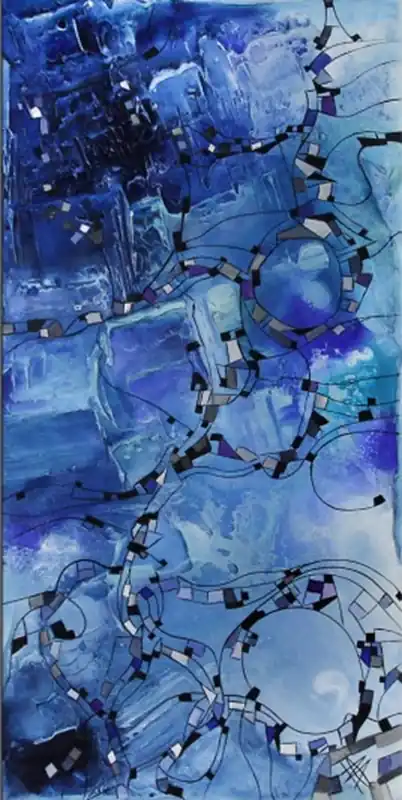 Sonderangebot Ölbild abstrakt, B. Ossowski: "Moonlight Fantasy", Originalgemälde (Unikat)