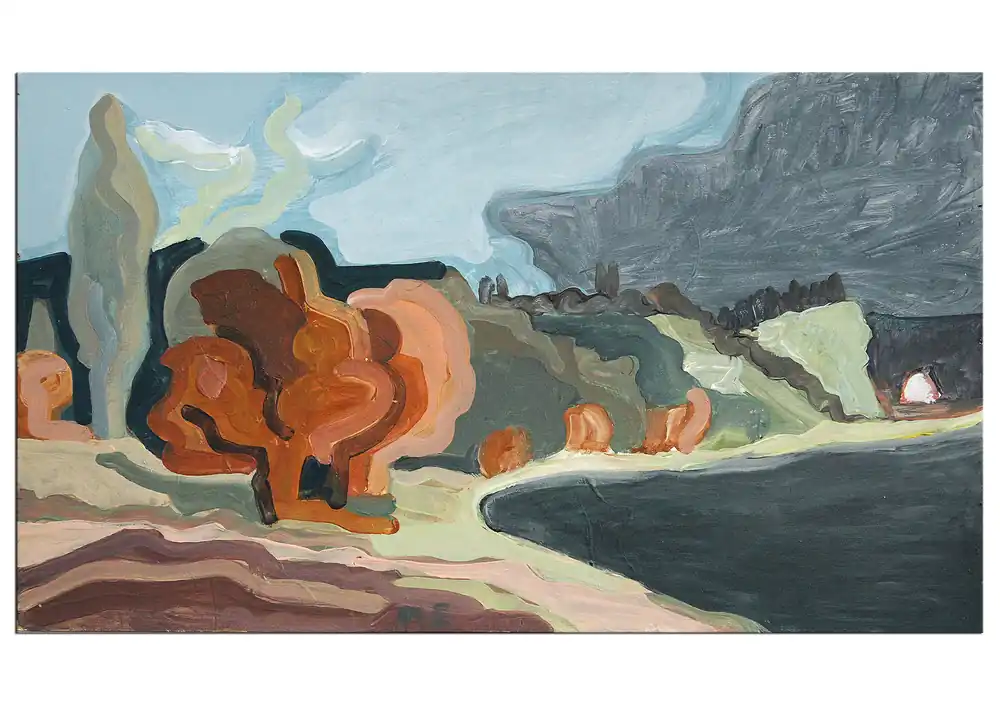 Originalgemälde (Unikat), Frank-Ole Haake: "Landschaft bei Niedermuschütz", zeitgenössische Maler Begrenztes Angebot