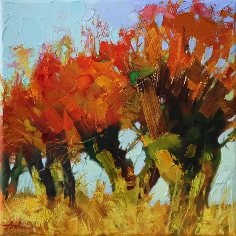 Sale A. Larrett: "Frühlingsaufwachen 1", Pleinairmalerei in Öl, Original/Unikat (A)