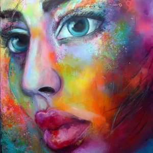 Highlight M. Rathje: "Faces 02", moderne Malerei, Originalgemälde (Unikat) (A)