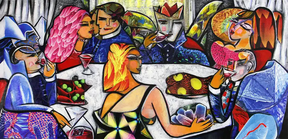 K. Namazi: "Genussabend III", originales Acrylgemälde (Unikat) (A) Bestpreis