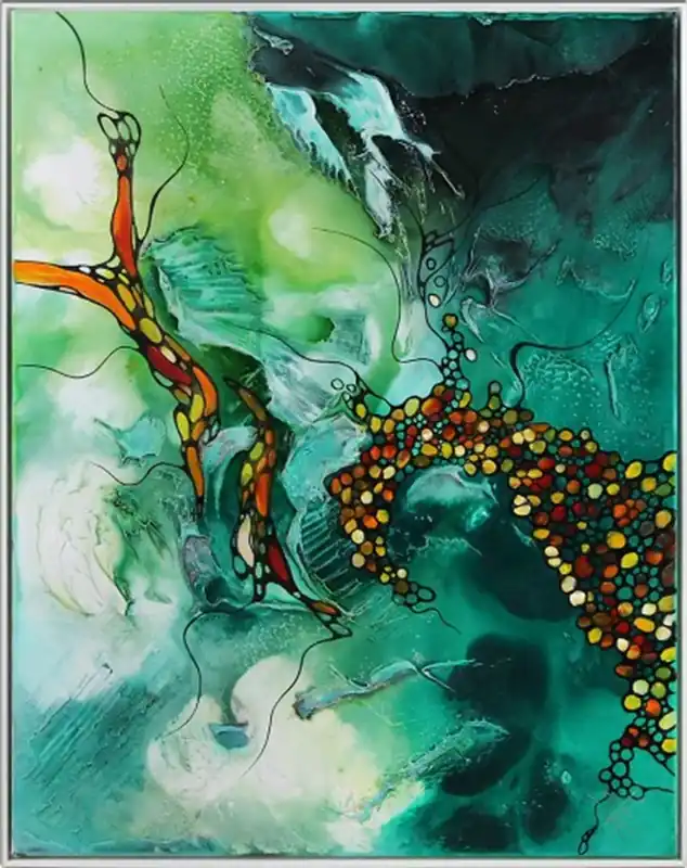 Ölgemälde, B. Ossowski: "Green Rhapsody" Knallerangebot