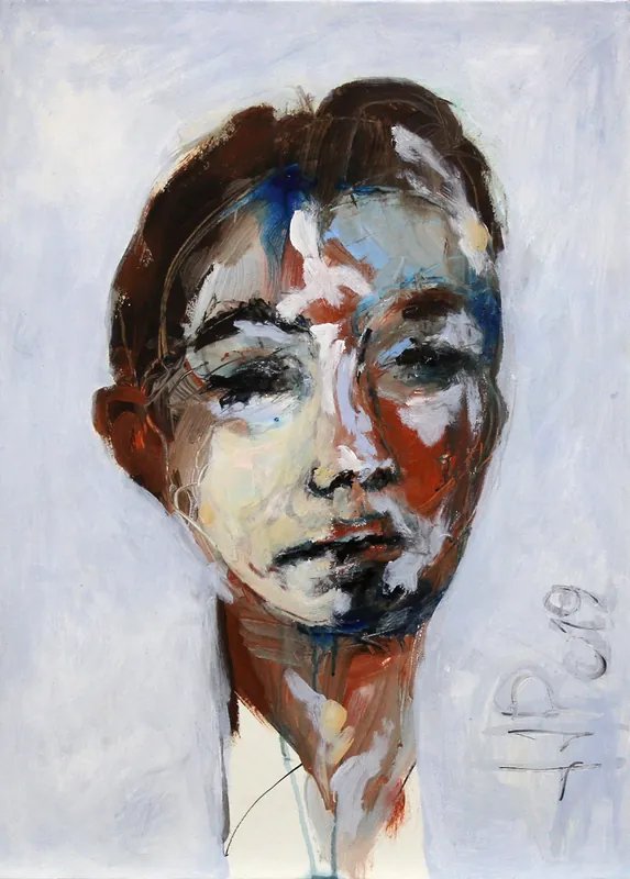 Saisonangebot J.J. Piezanowski: "poète", neoexpressionistisches Porträt, Original/Unikat (A)