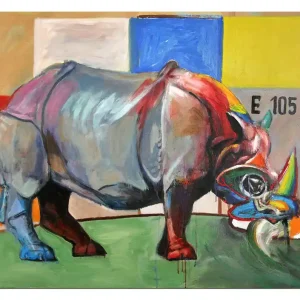Angebot Zeitgenössisches Ölgemälde von Stefan Petrunov: "Rhino", Originalgemälde (Unikat) (A)
