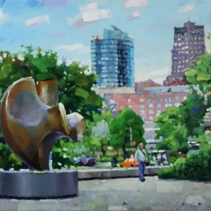 Super-Preis Modernes Ölgemälde, Andy Larrett: "BERLIN. HENRY MOORE", Originalgemälde (Unikat)