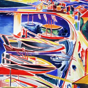 M. Cieśla: "Yachten in Portofino" Original, Zeitgenössische Aquarellmalerei (Unikat) (A) Neue Ware