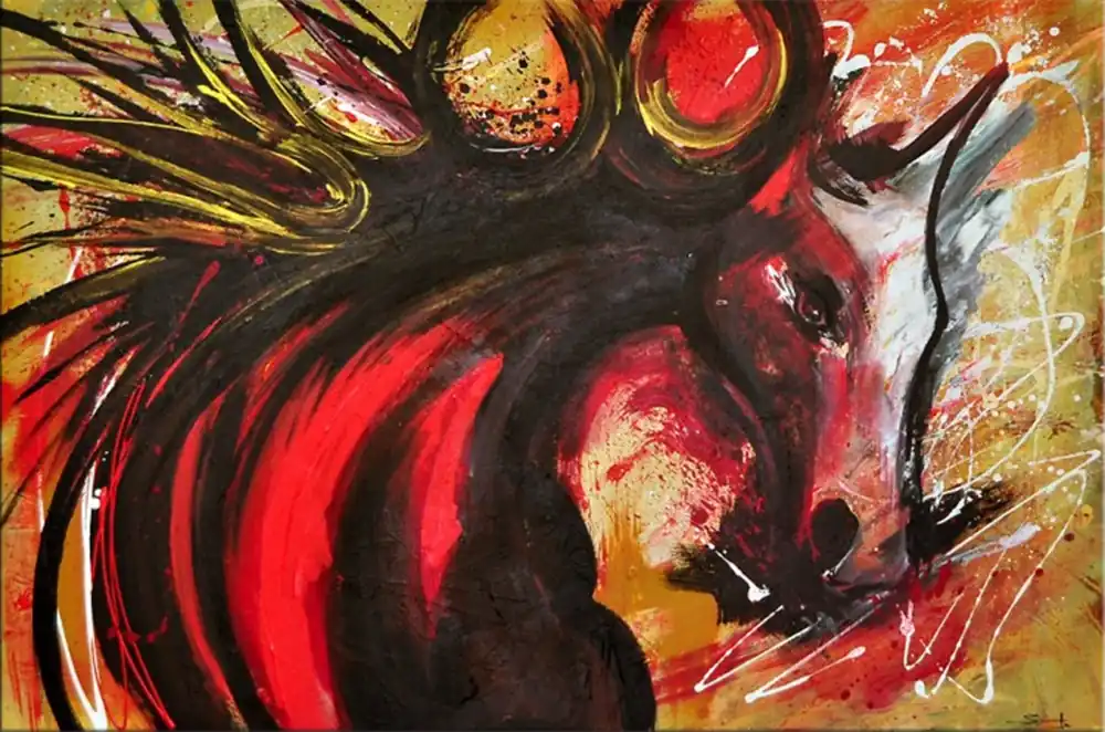 Nur Für Kurze Zeit Acrylgemälde, C. David Schwartz: "BYE HORSES", Originalgemälde (Unikat)