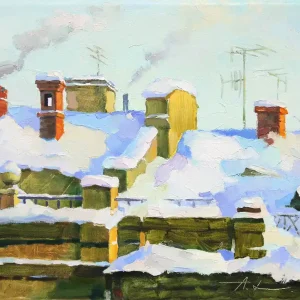 A. Larrett: "Frostiger Morgen", Moderne Ölbilder Original/Unikat (A) Sonderangebot