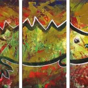 A. Rojo : "Pantano cocodrilo", Mehrteiliges Acrylgemälde, Original/Unikat Neue Kollektion