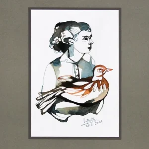 L. Roth: "Im Nest", originale Grafik/Zeichnung (Unikat) Schnäppchen