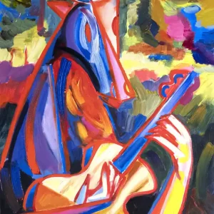 Top-Preis M. Cieśla: "Faun, inspiriert von Folklore", Original/Unikat, expressionistisches Ölgemälde