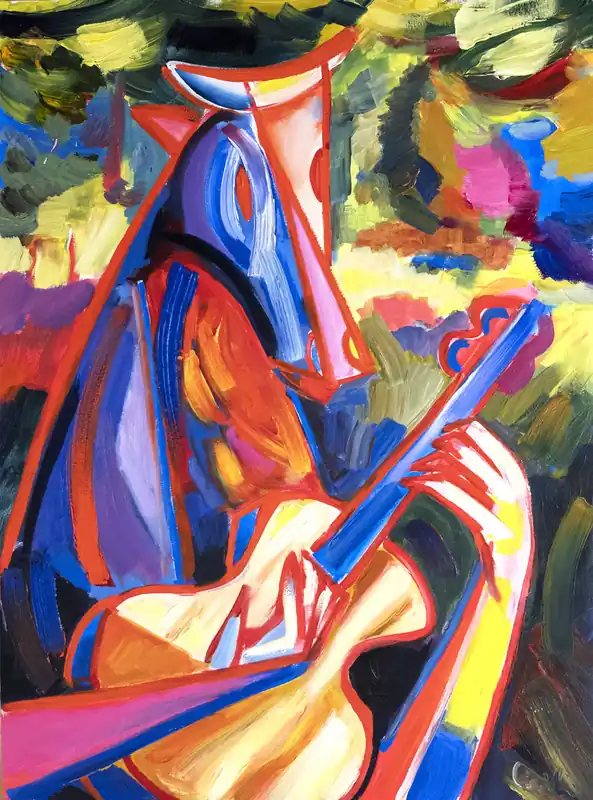 Top-Preis M. Cieśla: "Faun, inspiriert von Folklore", Original/Unikat, expressionistisches Ölgemälde