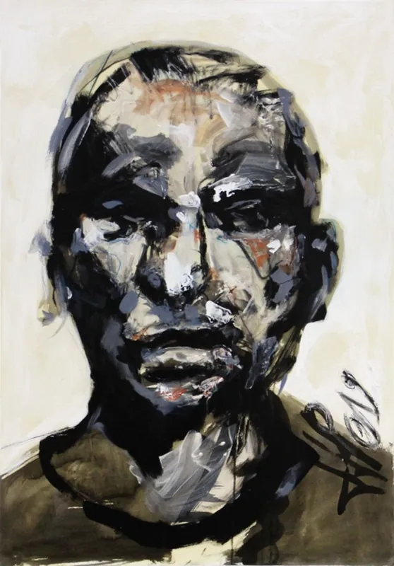 Geprüft J.J. Piezanowski: "Les ombres", neoexpressionistisches Porträt, Original/Unikat (A)